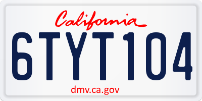 CA license plate 6TYT104