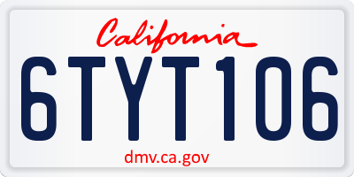 CA license plate 6TYT106