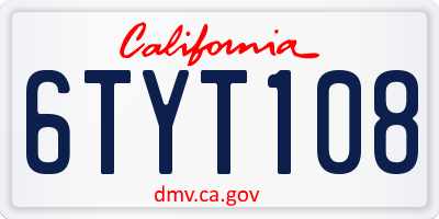 CA license plate 6TYT108