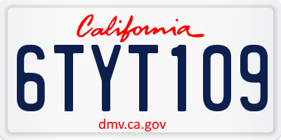 CA license plate 6TYT109