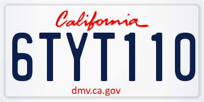 CA license plate 6TYT110