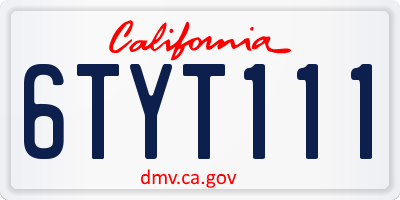 CA license plate 6TYT111