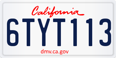 CA license plate 6TYT113