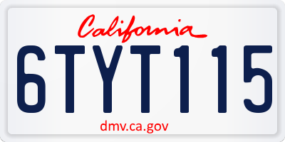 CA license plate 6TYT115