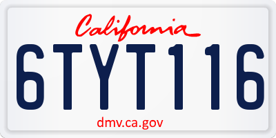 CA license plate 6TYT116