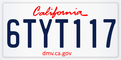 CA license plate 6TYT117