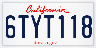 CA license plate 6TYT118