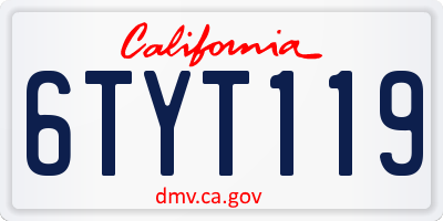 CA license plate 6TYT119