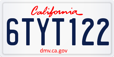 CA license plate 6TYT122