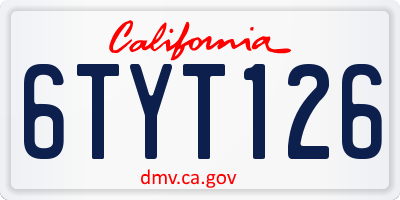 CA license plate 6TYT126