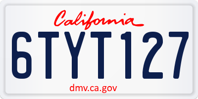 CA license plate 6TYT127