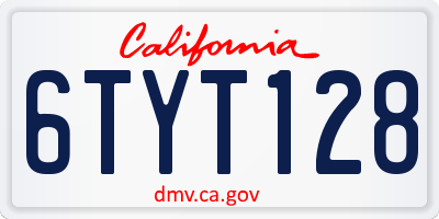 CA license plate 6TYT128