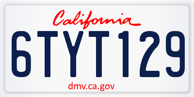CA license plate 6TYT129