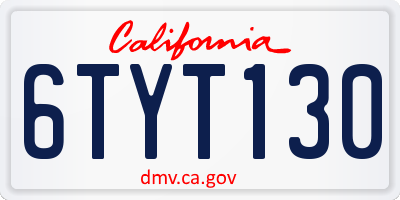 CA license plate 6TYT130