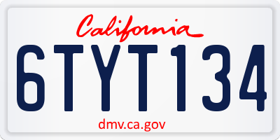 CA license plate 6TYT134
