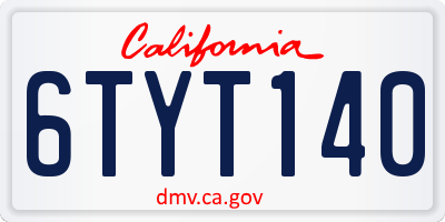 CA license plate 6TYT140