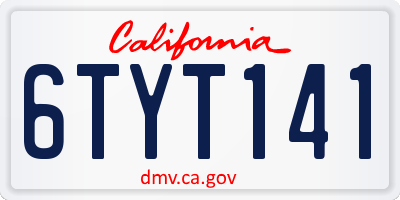 CA license plate 6TYT141