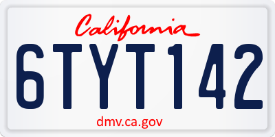 CA license plate 6TYT142