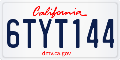 CA license plate 6TYT144