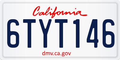 CA license plate 6TYT146