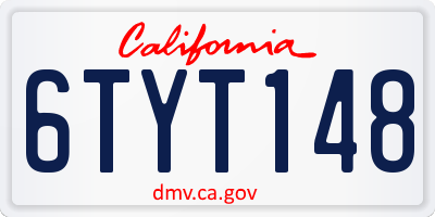 CA license plate 6TYT148