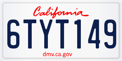 CA license plate 6TYT149
