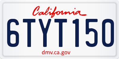 CA license plate 6TYT150