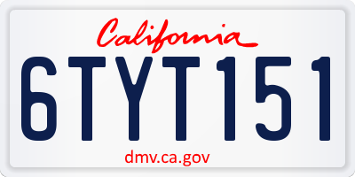 CA license plate 6TYT151