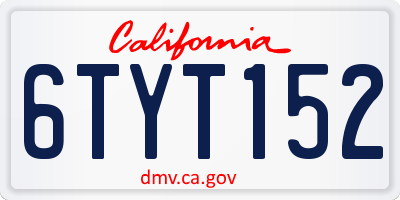 CA license plate 6TYT152