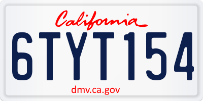 CA license plate 6TYT154