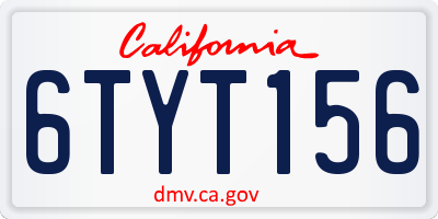 CA license plate 6TYT156