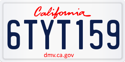 CA license plate 6TYT159