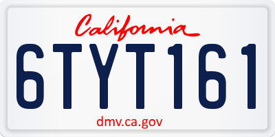 CA license plate 6TYT161