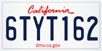 CA license plate 6TYT162