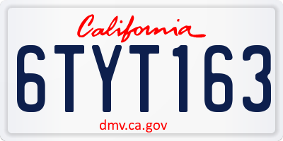 CA license plate 6TYT163