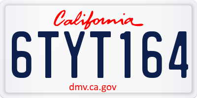 CA license plate 6TYT164