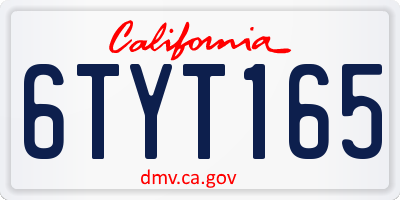 CA license plate 6TYT165