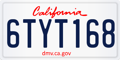 CA license plate 6TYT168