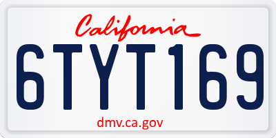 CA license plate 6TYT169
