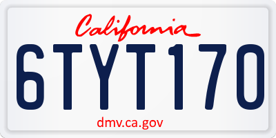 CA license plate 6TYT170
