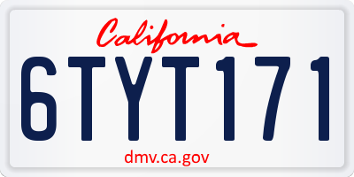 CA license plate 6TYT171