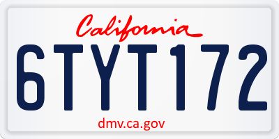 CA license plate 6TYT172
