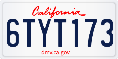 CA license plate 6TYT173