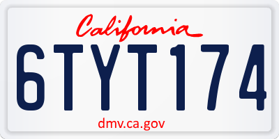 CA license plate 6TYT174
