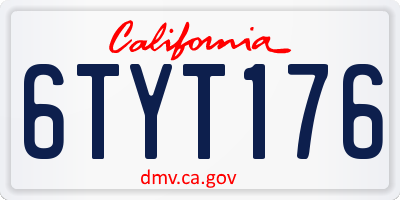 CA license plate 6TYT176