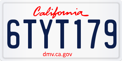 CA license plate 6TYT179