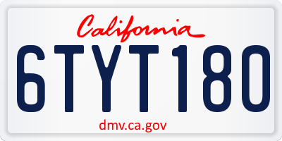 CA license plate 6TYT180