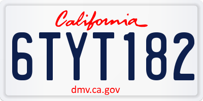 CA license plate 6TYT182