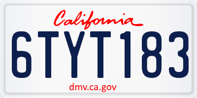 CA license plate 6TYT183