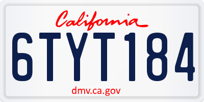 CA license plate 6TYT184